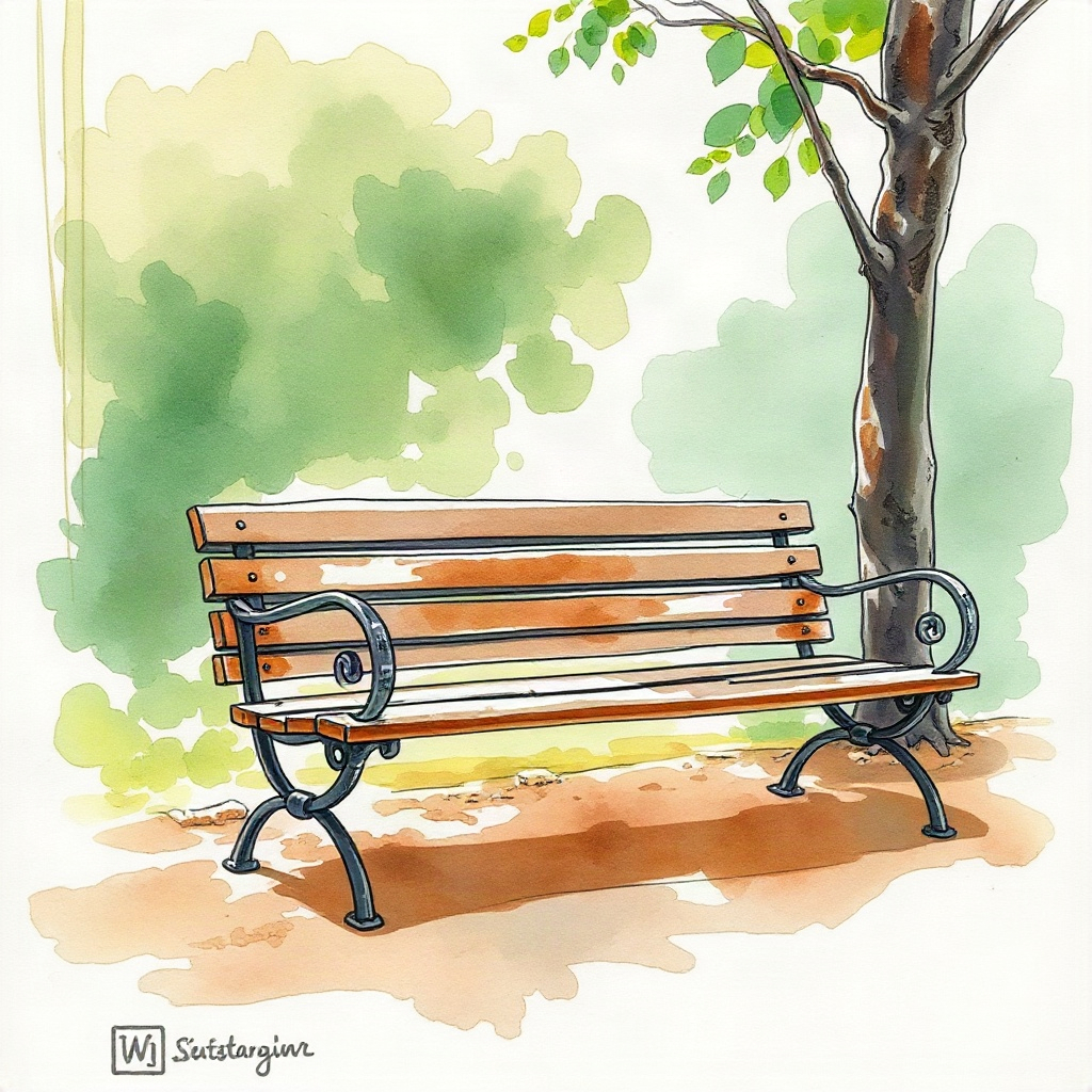 Watercolor park scene
